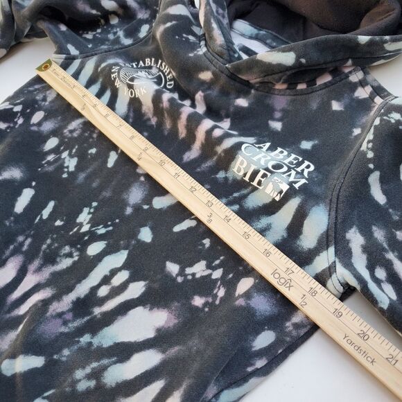 ABERCROMBIE KIDS 13 14 FITCH TIE DYE BLACK GREEN HOODIE HOODIED SWEATSHIRT XL - Picture 3 of 12